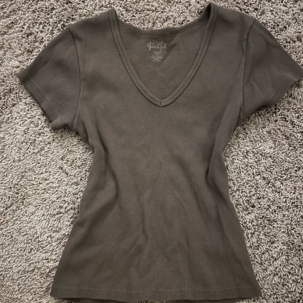 brown brandy ripped v neck